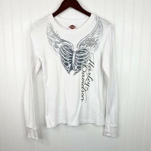 Harley Davidson Ribbed Long Sleeve Tee Shirt Heart Ribcage Large